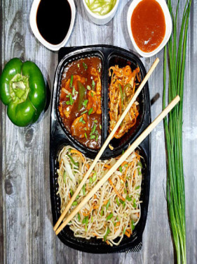 Egg Chicken Hakka Noodles And Chilli Egg