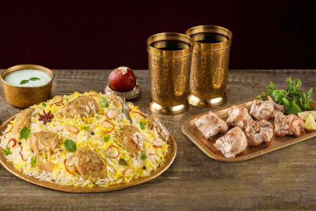 Cremiges Chicken Biryani (Shaan-E-Afghani Tikka, Für 2 Personen) 6 Stück Chicken Malai Tikka 2 Thumsup 250 Ml