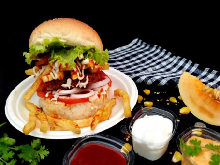 Cheesy Fries Chicken Burger