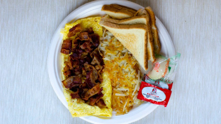 Cheese Omelettes With Hashbrown Toast