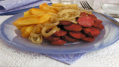 Fried Yucca With Sausage