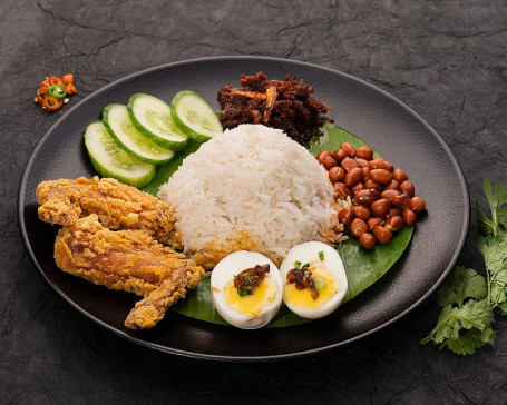 Nasi Lemak With Fried Wings