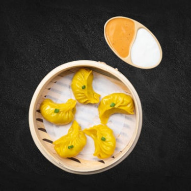 Steamed Chicken Corn Cheese Momos With Momo Chutney