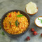 Thakkali Sadam (Tomato Rice) With Rice Crisps And Raita