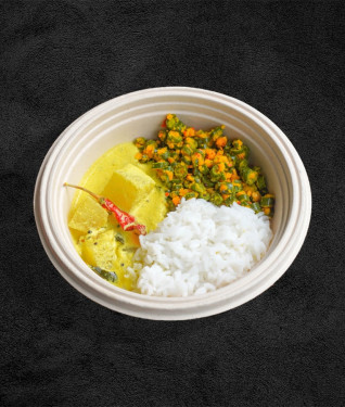 Mor Kulambhu, Beans Paruppu Usili And Steamed Rice Bowl