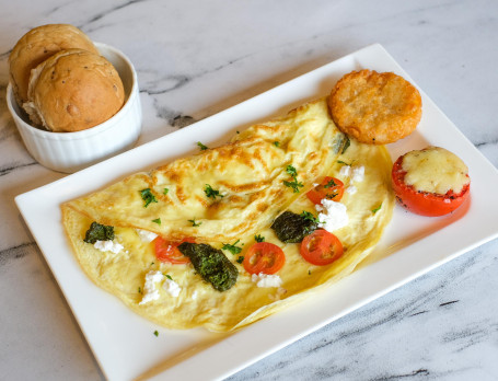 Pesto, Cherry Tomato Feta Omelette