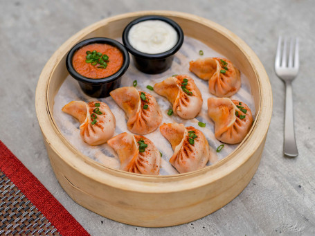 Steamed Chicken Peri Peri Momos [7 Pieces]