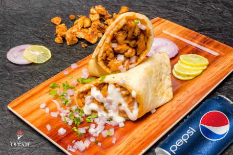 Chicken Shawarma In Khubus Choice Of Pepsi Beverage