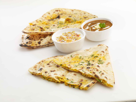 Paneer Kulcha With Dal And Raita