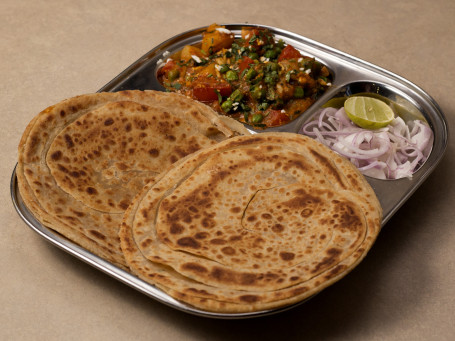 Plain Paratha Aloo Mattar (2 Pcs)