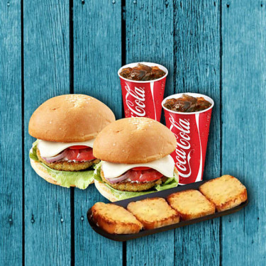 1 Cheese Garlic Bread (4Pcs. 2 Burgers [1 Mexican,1 Classic] 2 Coke [250 Ml]