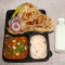 Chole (200Gms) Tawa Paratha 3Pc Veg Pulav (250Gms) Sweet 1Pc Raita (50Gms) Salad Pickel