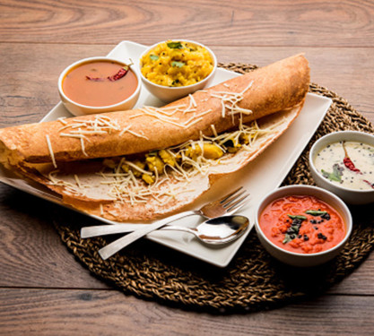 Cheese Masala Dosa Sambhar Chutney