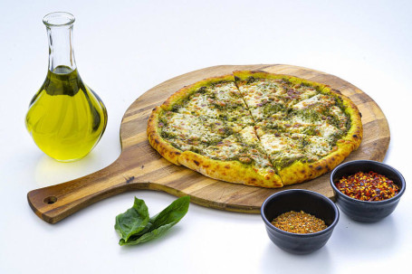 Fire Oven Pesto Sauce Thin Crust Cheese Pizza