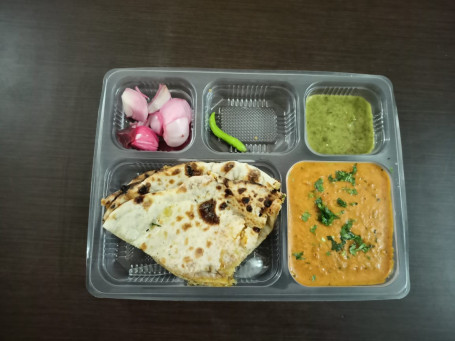 Aloo Naan With Gravy Served With Salad Chutni