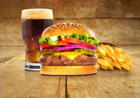 Crispy Veg Burger French Fries Coke [250Ml]