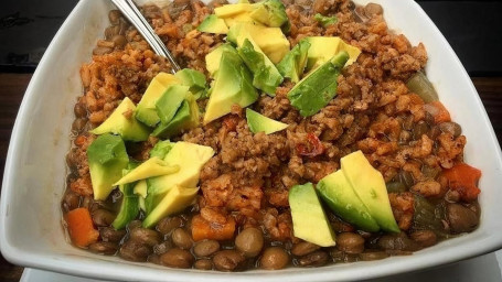 Colombian Style Lentil Soup W/ Avocado