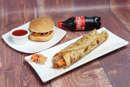 Paneer Roll And Veg Burger Coke [250Ml]