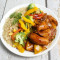 Brown Rice,Grilled Chilly Chicken Sauteed Veggies