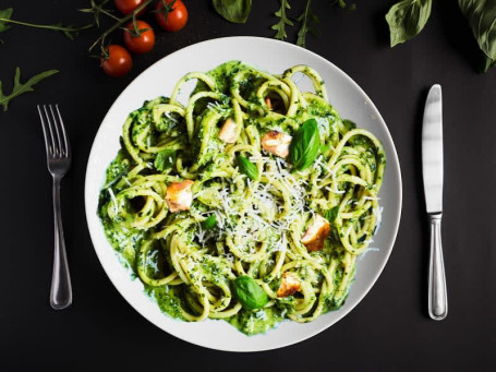 Hand Crushed Garlic Pesto Spaghetti