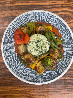 Pesto Roast Veggies-Green Rice