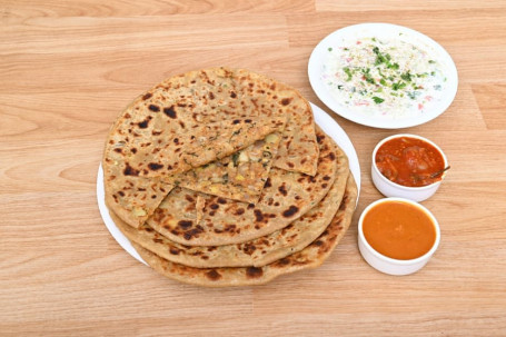 2 Aloo Parantha With Raita Combo