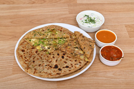 2 Aloo Pyaz 2 Mixed Parantha With Veg Raita