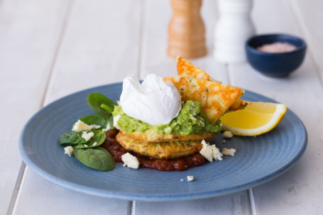 Corn And Zucchini Fritters With Haloumi