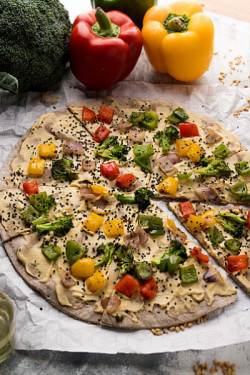 Hummus Ragi Toast With Loaded Veggies