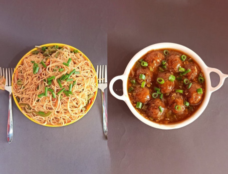 Veg Chow Mein (Half) Veg Manchurian (Half)