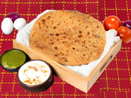 Egg Tamatar Pyaz Paratha, Served With Curd, Chutney And Pickle