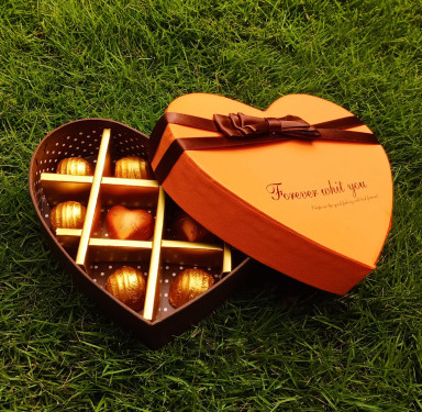 Heart Box Bow Orange (13 Pcs)