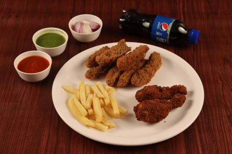 Chicken Leg Fry 2 Pc Fish Finger 6 Pc French Fries Made With Fresh Oil Cold Drink 250 Ml .