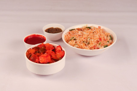 Veg Fried Rice Paneer Chilli Red Souce