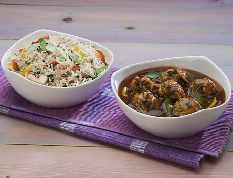 Chicken Manchurian With Veg Noodle Fried Rice