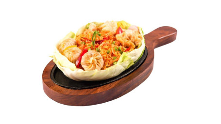 Chicken Dimsum With Schezwan Rice Sizzler (No Msg)