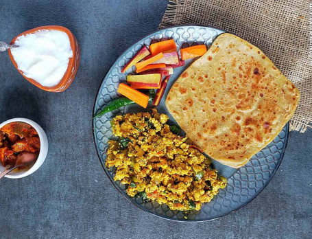 Matar Paneer Sabji Plain Paratha (2 Pcs)