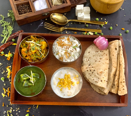 Palak Paneer Paneer Masala Mix Veg Rice Raita Roti