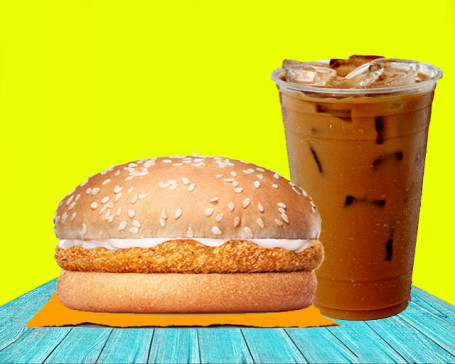 1 Crunchy Veg Burger With Cold Coffee