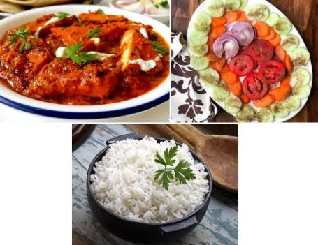 Paneer Masala+Rice+Salad