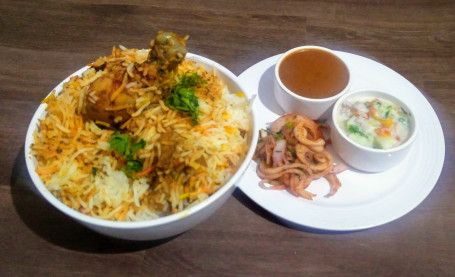 Chicken Biryani Gravy Salad Sweet