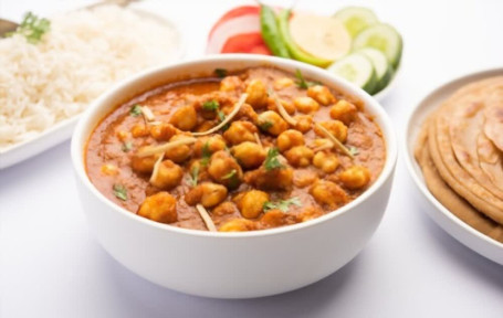 Amritsari Chole Rice Roti Meal