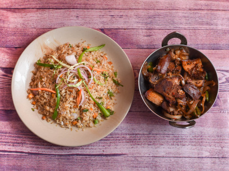 Chilli Pork Veg Fried Rice Or Chow Mein.