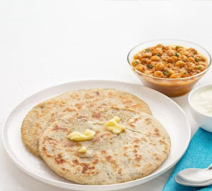 Chatpata Aloo Paratha (2Pc) Chole And Sweet Curd