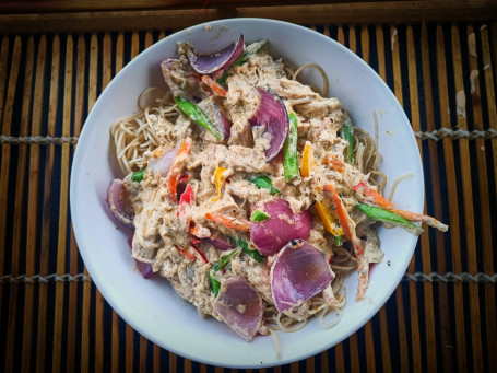 Chicken Noodles Topped In Chicken Butter Garlic Sauce