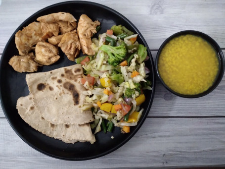 Roti, Chicken And Veggies (With Dal)