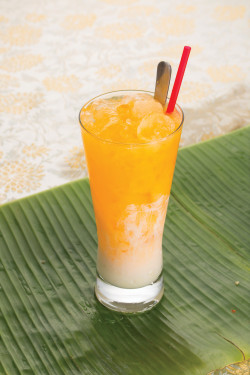Fresh Orange Juice And Condensed Milk With Ice