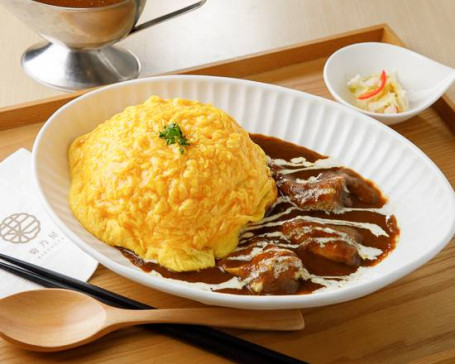 蛋包雞肉咖哩飯套餐 Omelette Chicken Curry With Rice And Saladset