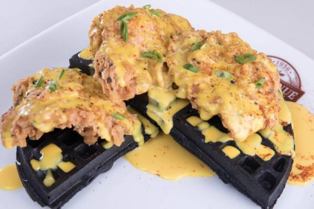 Charcoal Waffles With Fried Chicken