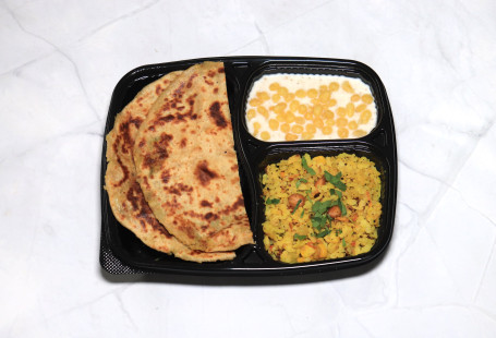 1Pc Aloo Paratha, Veg Poha, Raita/Curd